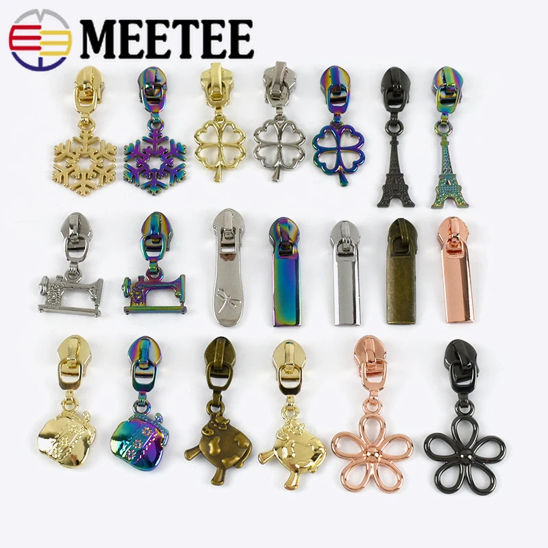 

Meetee 10Pcs 5# Zippers Sliders for Nylon Zippers Tapes Bag Garment Decor Zipper Heads Zip Repair Kits DIY Sewing Accessories