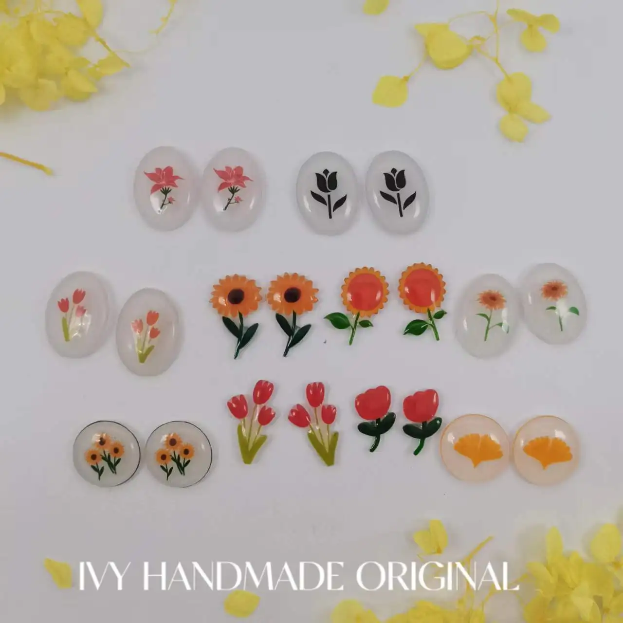 

Tulip Flower Stud Earrings For Women 2023 Fashion Round Jewelry Cute Girl Accessories Sunflowers Original Funny Earrings