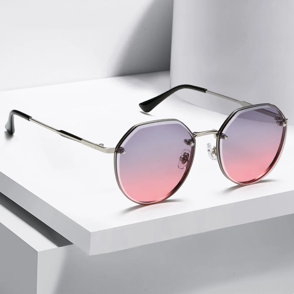 

Солнцезащитные очки в многоугольной оправе для мужчин и женщин, винтажные Роскошные брендовые дизайнерские очки для вождения на улице, с металлической оправой, для океана