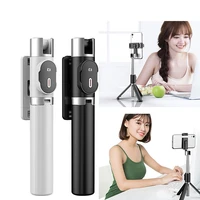 wireless bluetooth selfie stick smart phone live broadcast function for iphone 12 samsung huawei with mini tripod stand holder