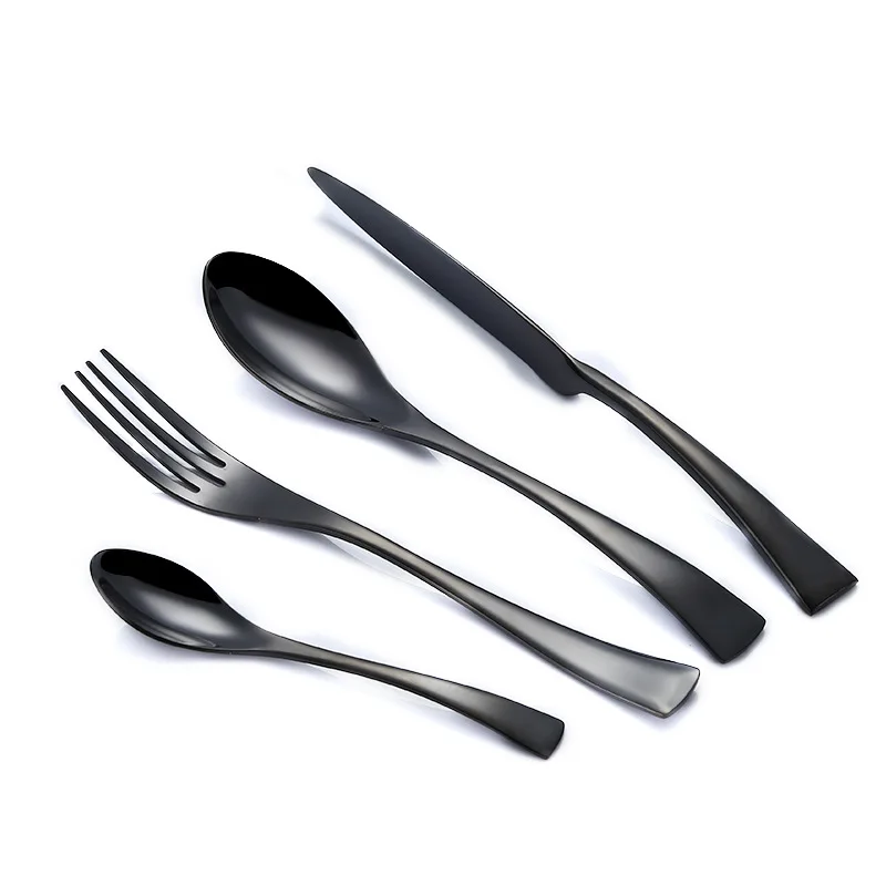 

4-Piece Stainless Steel Flatware Set Black Dinnerware Steak Knife Fork Spoon Teaspoon Cutlery Food Tableware Dropshipping