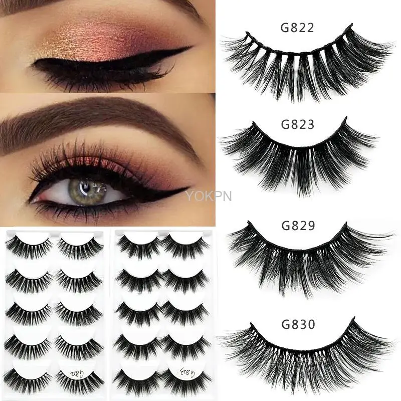 

5 Pairs 3D Imitation Mink Fur False Eyelashes Five Pairs of Eyelashes Foreign Trade False Eyelashes Thick Eyelashe