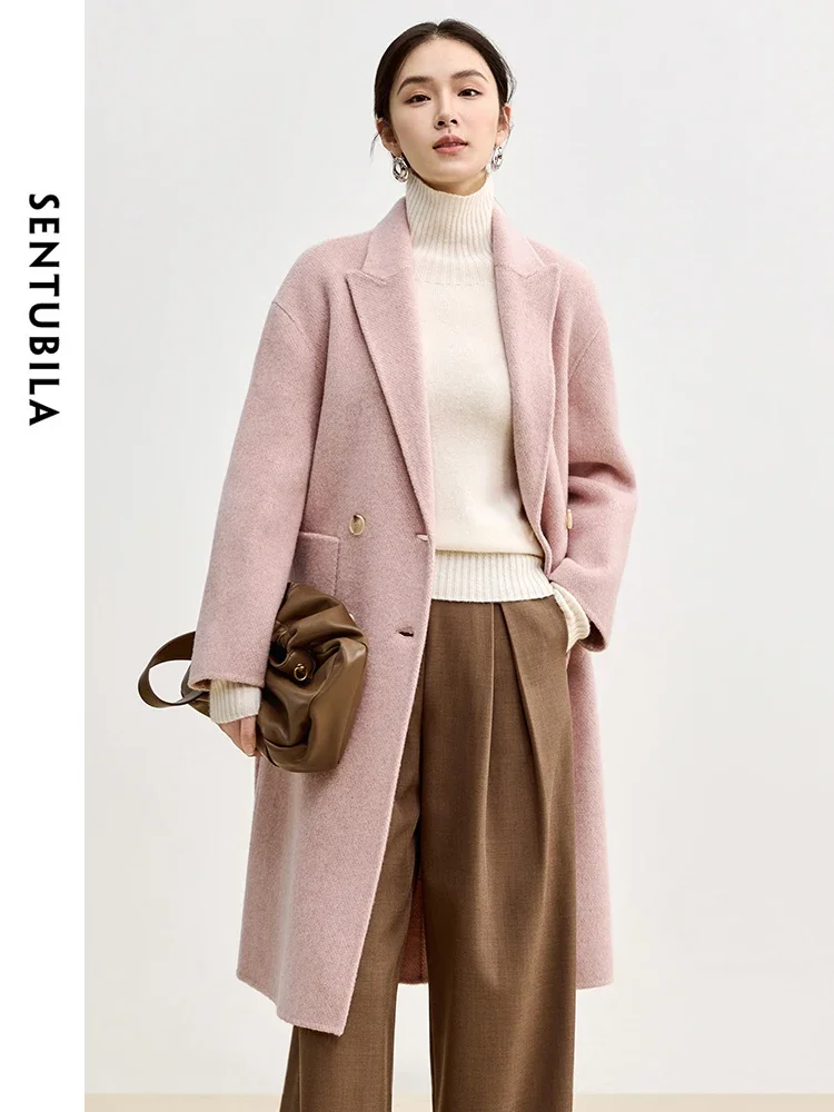 SENTUBILA шерстяное пальто высокого качества для женщин 2024 зимняя двусторонняя