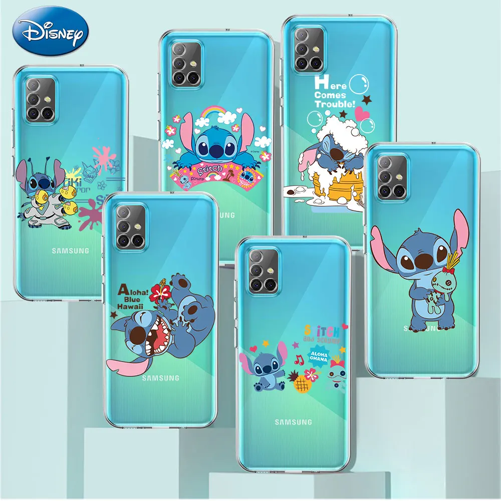 

Disney Cute Cartoon Stitch Case For Samsung Galaxy A52 A12 A51 A72 5G A71 A70 A50 A32 4G A21s Silicone Coque Clear Phone Cover