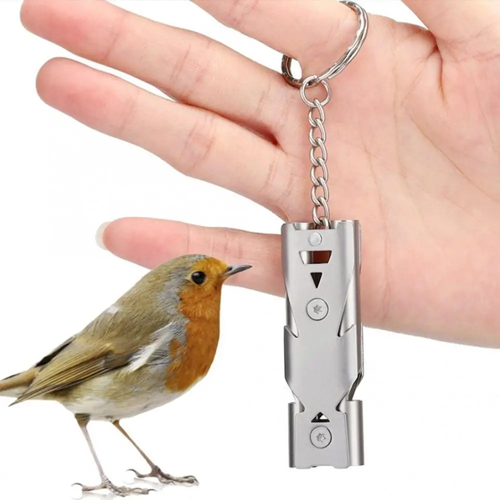 

New Bird Training Supplies Metal Birds Ultrasonic Whistle Stainless Steel Shock Outdoor Double Hole Whistle Feeding Annunciator