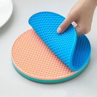 round insulation silicone mat non slip heat resistant anti scalding honeycomb microwave oven mat pot holder thicken coasters