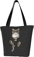 cute cat funny tote bag waterproof handbag shoulder bags for casual work business school beach shopping