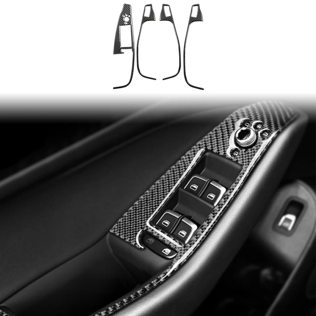 

Real Carbon Fiber Car Styling Door Armrest Panel Cover Window Glass Lift Buttons Frame Trim For Audi Q5 2009 2010 2011 - 2017