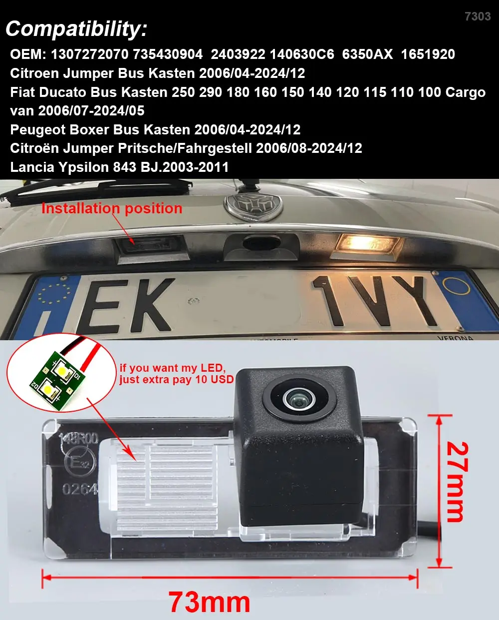 Для Lancia Ypsilon MK2 843/ Musa 350 2003 10-2011.12 Автомобильная камера заднего вида для парковки