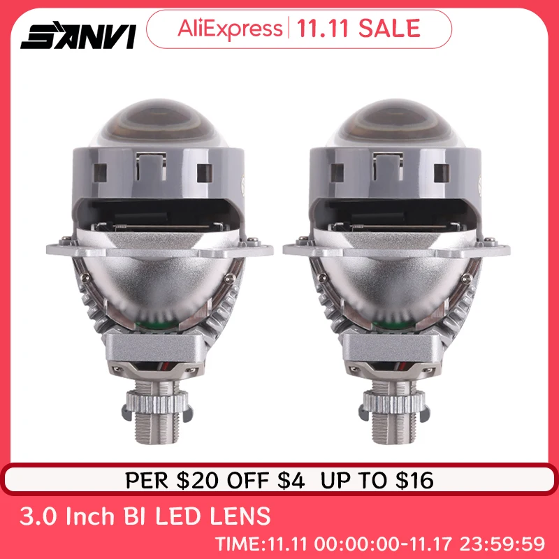

Двойная лампа Sanvi с проекционными линзами, 3 дюйма, 12 В, 114 Вт, 5500K, фара с маской «ангельский глаз» для H4, H7, 9005, 9006, автомобильные аксессуары