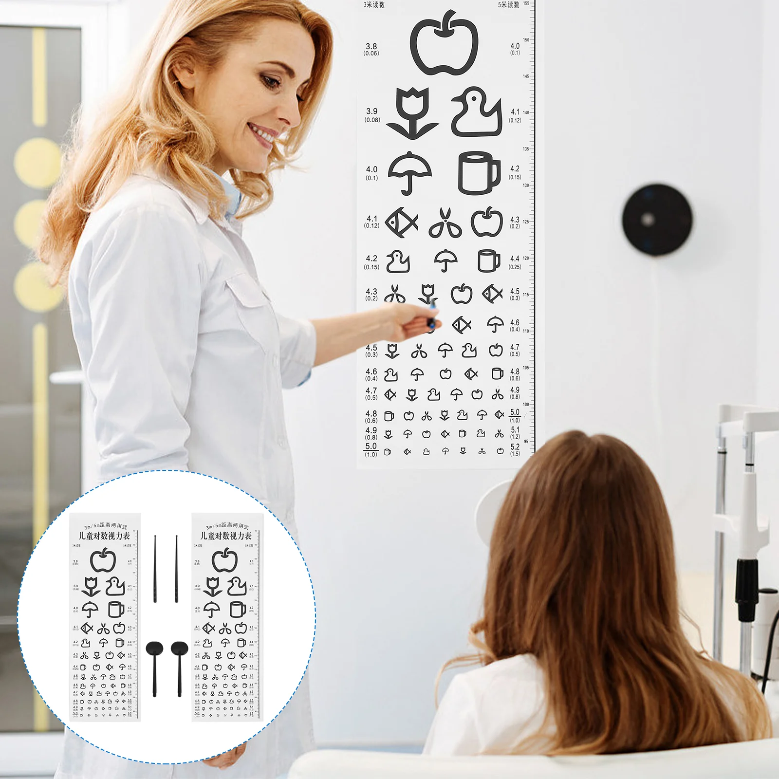 

2 Sets Great Children Fine Kids Visual Testing Chart Eye Chart Eye Chart Set