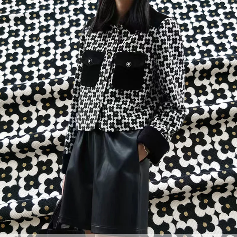 

Черный, Белый Жаккардовый костюм, плотный тренчкот, пальто, одежда с темным узором, модная ткань высокого качества на осень и зиму