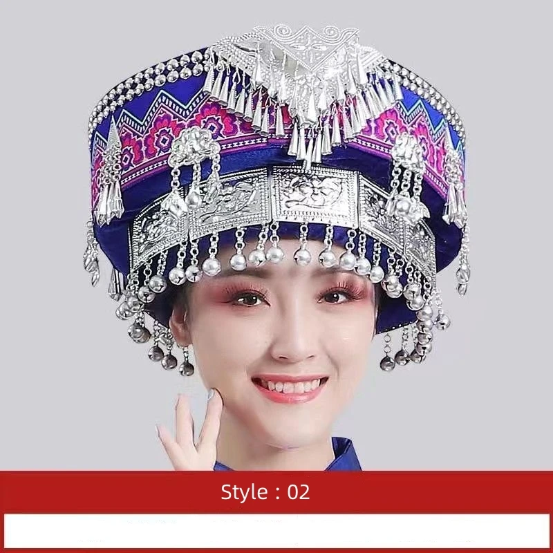 

National Headscarf For Women Freeshipping Chinese Style Caps Hats Embroidery Pleuche Headwraps Cosplay Sequin Silver PAC 2023