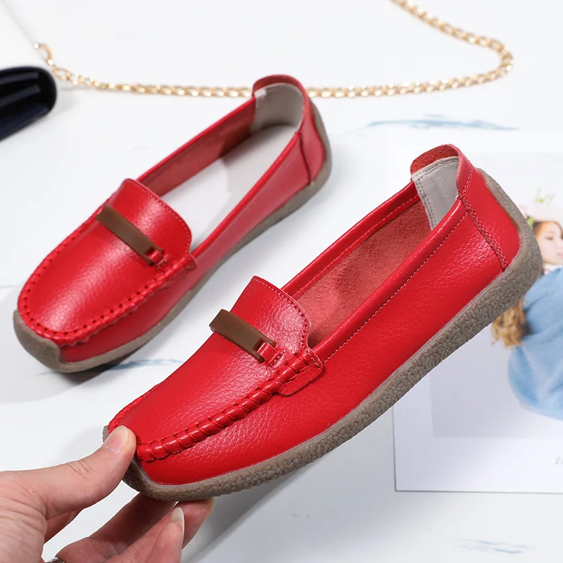 

Women Moccasins Genuine Leather Shoes for Woman Slip on Loaders Ladies Casual Solid Flats Female Leisure Spring Footwear