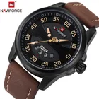 Часы NAVIFORCE мужские спортивные, брендовые Роскошные армейские деловые кварцевые в стиле милитари, с натуральной кожей, с календарем, 9124