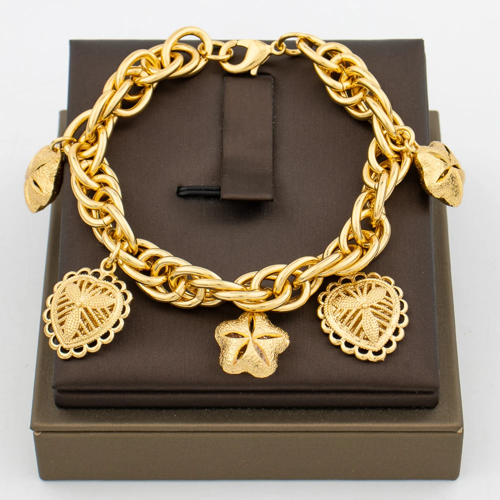 Luxury Bear Design Stainless Steel Bangle Chain Gold Color Bracelet Dubai Saudi Trendy Jewelry for Arabic Wedding Bridal Gift