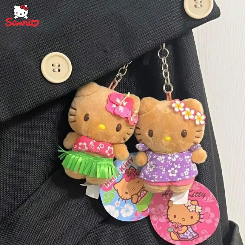 

Hawaiian Hello Kitty Limited Plush Floral Dress Pendant Cartoon Sanrio Hair Rings Student Hairpin Girls Hair Accessories Gift