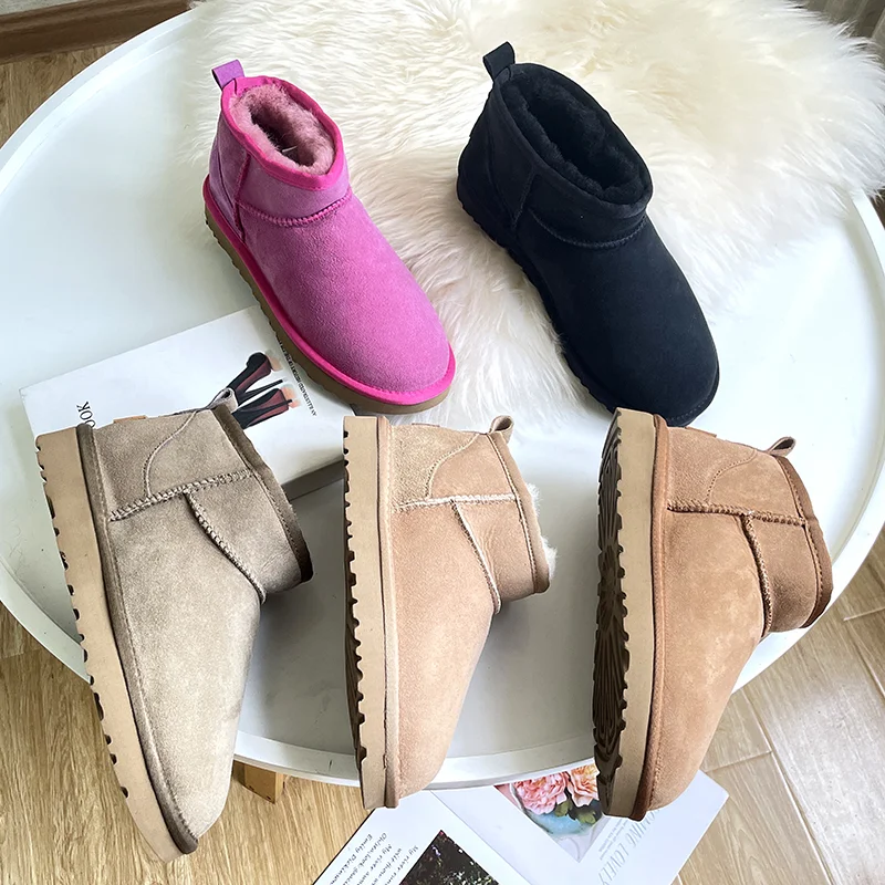 Aobreugg 2023 новые женские зимние очень флисовые утепленные Супер Мини ботильоны из