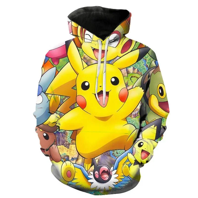 

New Cartoon Anime Elf Pikachu Two-dimensional 3D Printed Sweatshirt Hoodie Pullover Long-sleeved Youth Popular Loose Sweatshirt