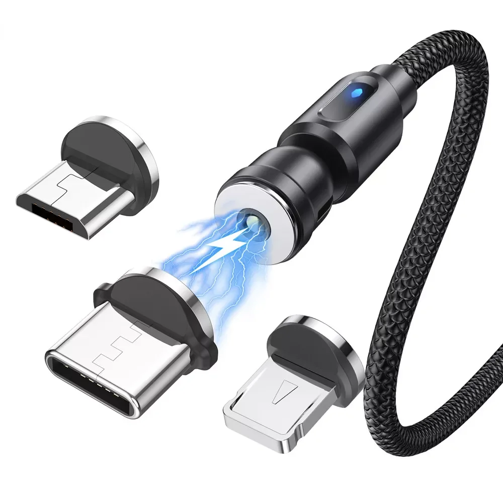 

540 Rotate USB Fast Charging Type C Magnet Charge Micro USB Mobile Data Cord