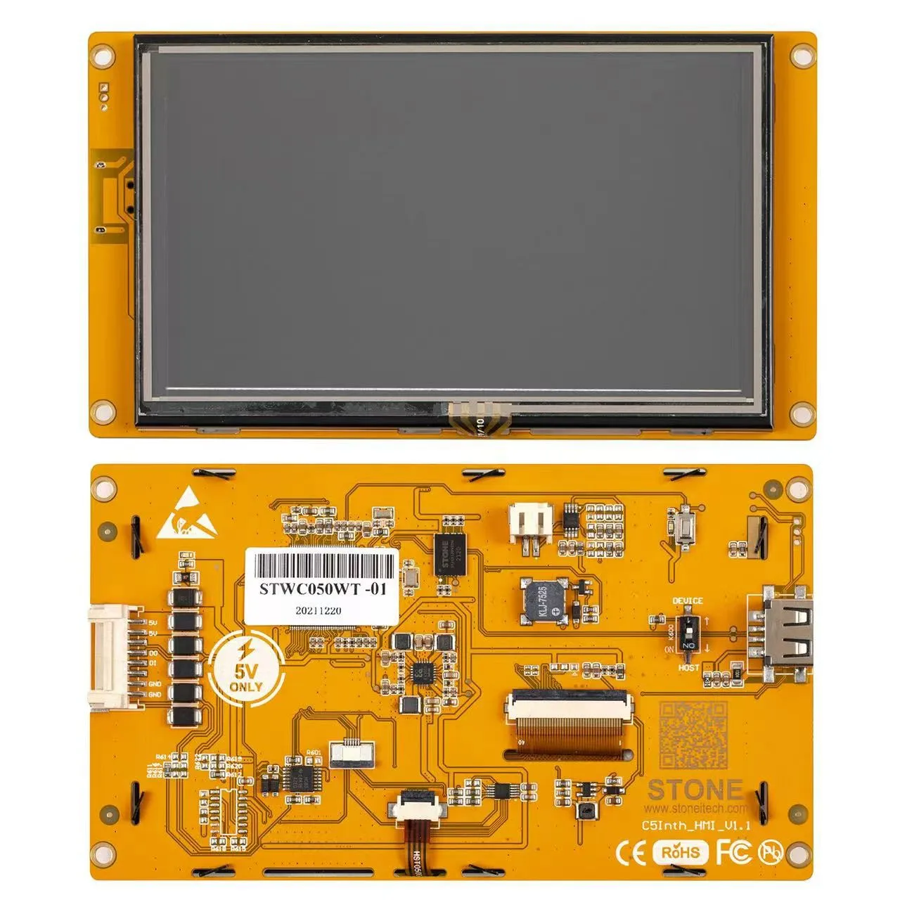 5 Inch HMI Intelligent LCD Module TFT Display Touch Screen with Free GUI Software Easy To Operate Support Any MCU