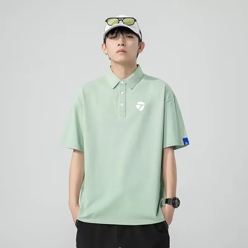 2023 spring and summer new men's loose T-shirt polo shirt golf short sleeve fashion breathable T-shirt trend sports style