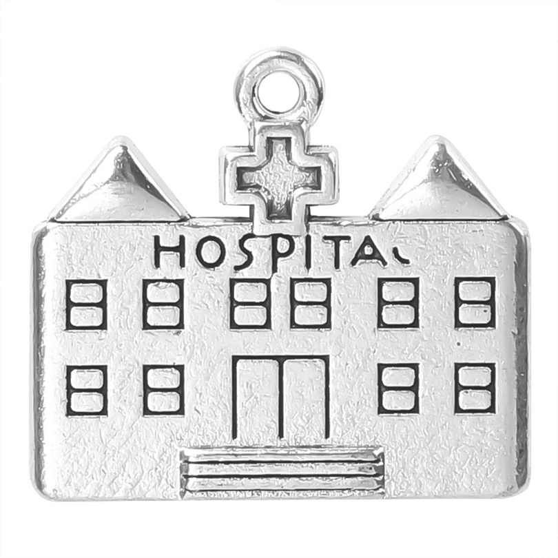 

5pcs/Lot Unique Silver Color Hospital House Charms Zinc Alloy Pendant For Necklace Bracelet DIY Making Jewelry Making Accessorie