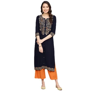Indian Clothes Tops Pants for Women Cotton Embroidery Kurta Ladies India Traditional Clothing Ethnic Styles 2-pcs Sets