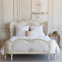 french solid wood carved bed rattan bed french villa bed american light luxury bed 1 8m double bed master bedroom