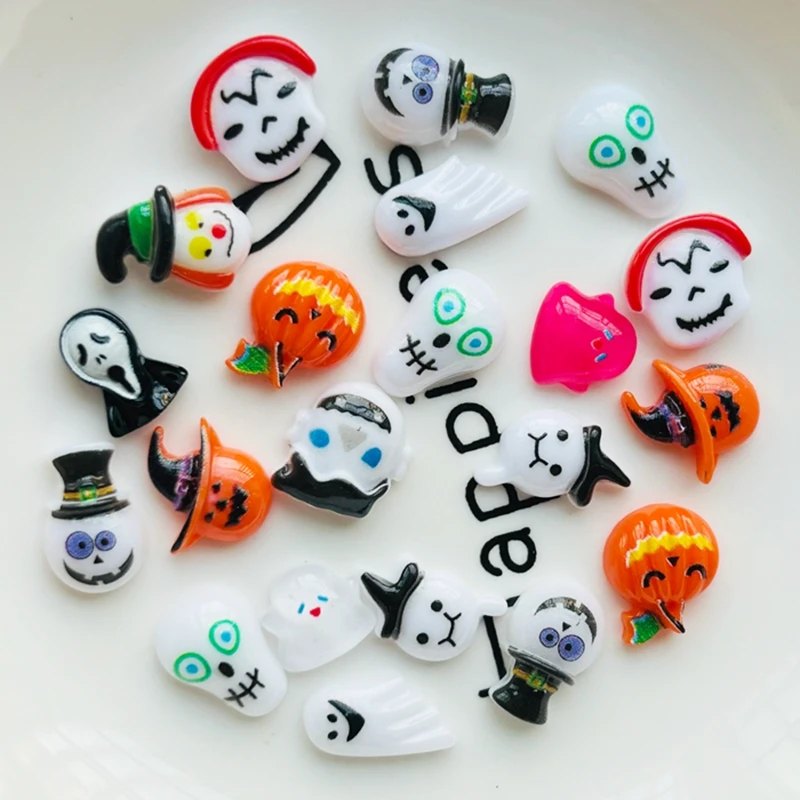 50 Шт. Мини-смола 3D Украшения Для Дизайна Ногтей Хэллоуин Мультяшные Животные