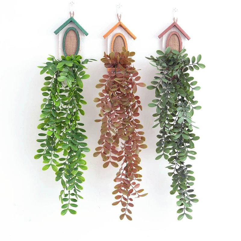 

Simulation Plant 2 Fork Locust Leaf Wall Hanging Rattan Home Decoration Background Wall Outdoor Garden Balcony Hanging FakePlant