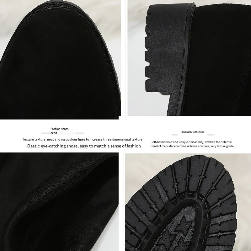 Женские сапоги-Челси выше колена теплые зимние сапоги на низком каблуке плоской