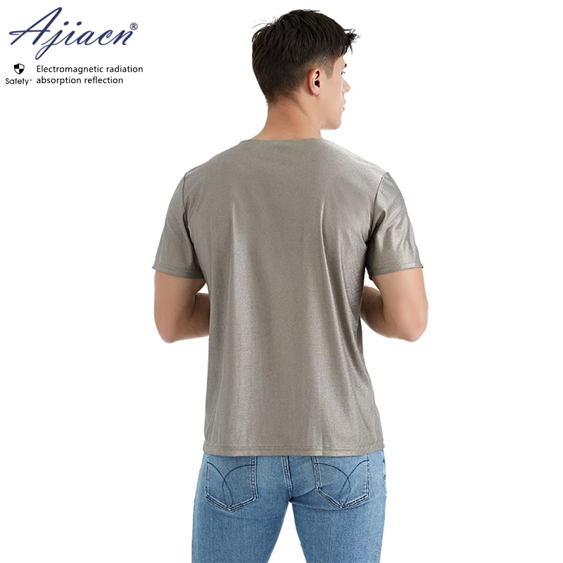 Дешево Подлинная одежда для защиты от электромагнитного излучения компьютер/телефон/ТВ EMF Экранирование 100% Серебряное волокно футболка
