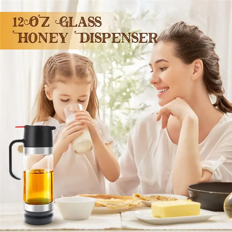 Диспенсер для меда A21I-12 OZ из стекла, медовница с ручкой, дозатор для меда без капель, дозатор для сиропа для кофе или чая (art.: 3920db289564b) - 3920db289564b