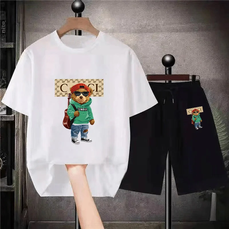 

New Men's T-Shirts Set Cotton Luxury Brand Quality Shorts Tracksuit 2 Piece Outfits Fashion Print Summer Man Clothing Streetwear
