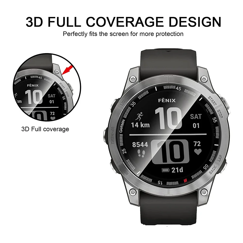 2 шт. 3D Защитная пленка для Garmin Fenix 7/7S/7X изогнутая крышка экрана часов умные
