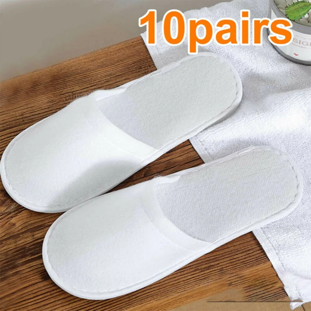 10Pairs Hotel Travel Slippers Sanitary Party SPA Hotel Guest Slippers Close Toe Men Women Disposable Slippers Bathroom Accessory
