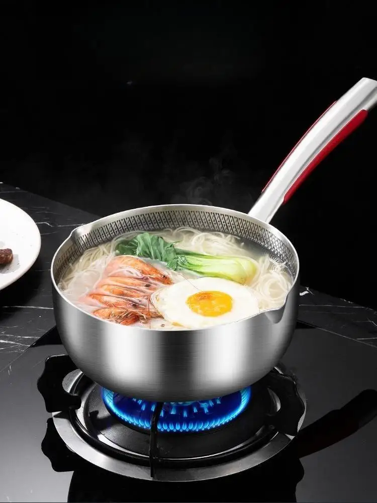 

16cm/18cm/20cm/22cmBaby Food Supplement Pot With Glass Cover and Less Oil Fume Anti-scald Handle