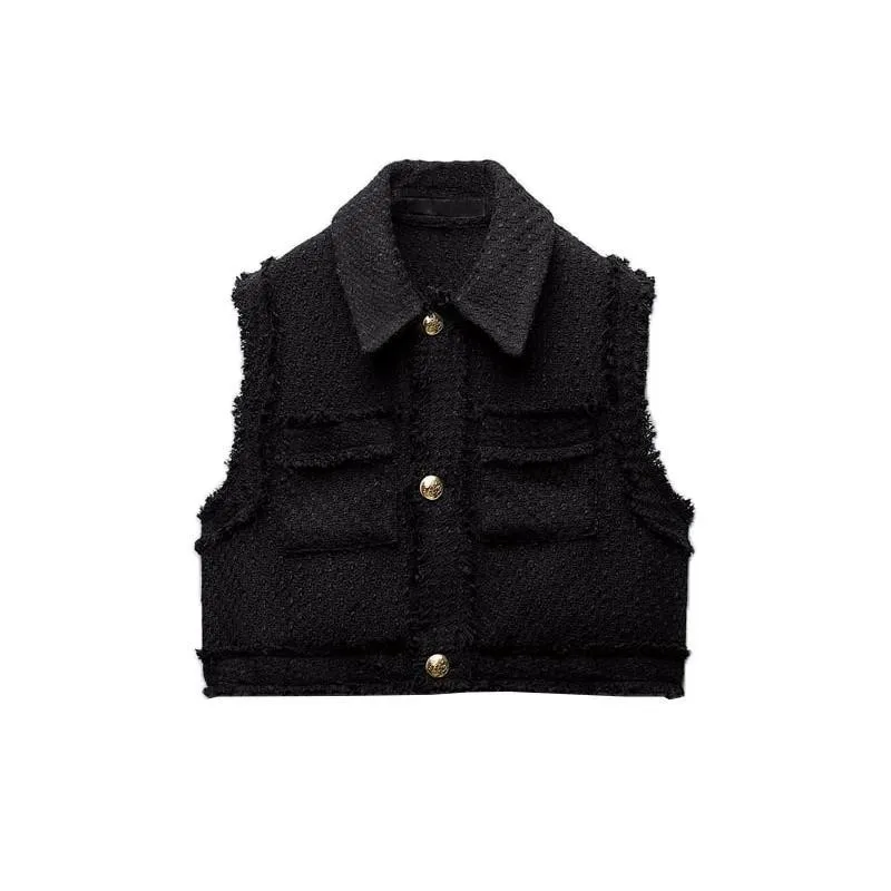 Осенний Новый женский жилет-поло без рукавов Маленькая приятная текстура