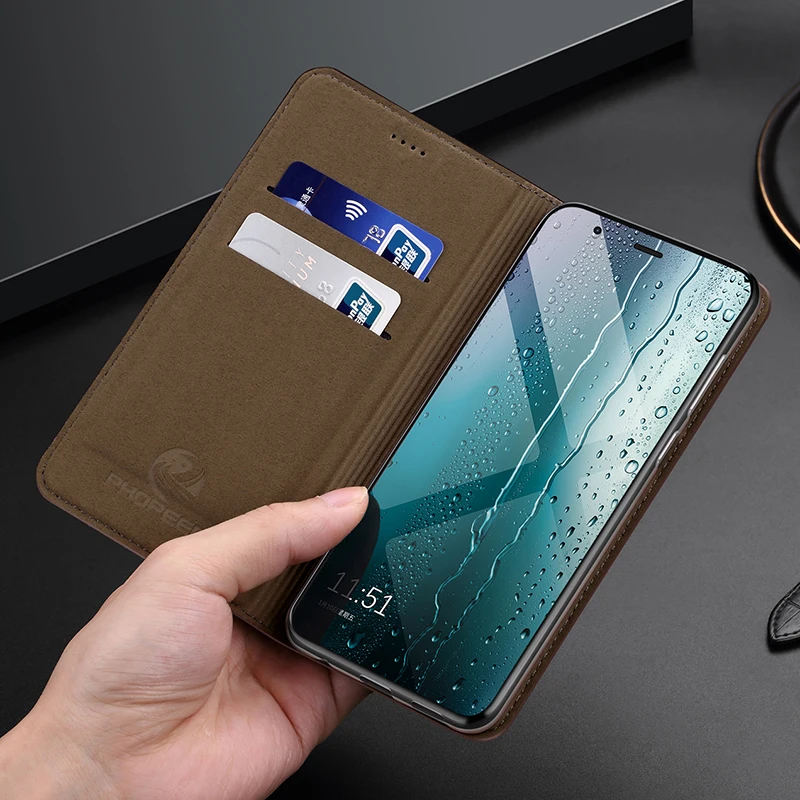 Business Cowhide Genuine Leather Flip Case For Samsung Galaxy S20 S21 FE S22 Plus S22 Ultra Phone Wallet Cover