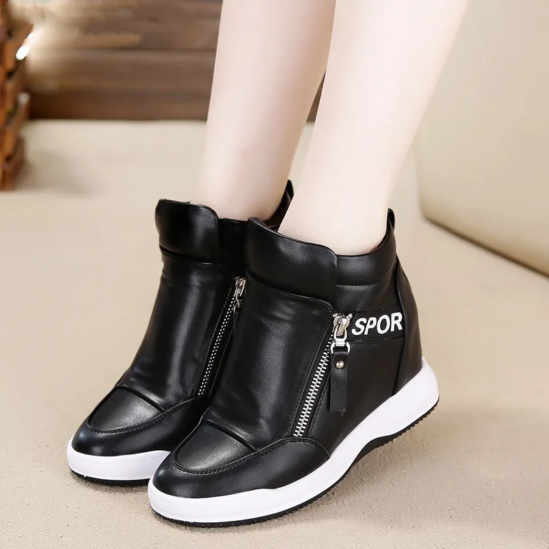 

Женские высокие туфли на толстой подошве, с круглым носком, на молнии сбоку