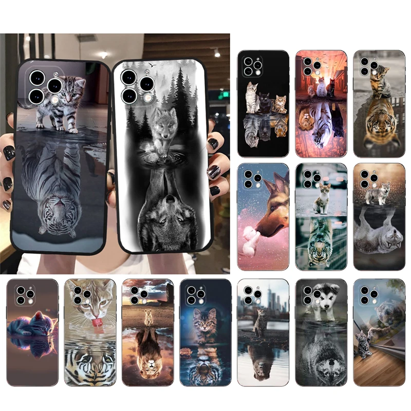 

Baby Cat Dog Wolf Tiger Phone Case For iphone 14 13 12 11 Pro Max XS XR X 12mini 14 Plus 7 8 SE Mobile Phone Case Funda