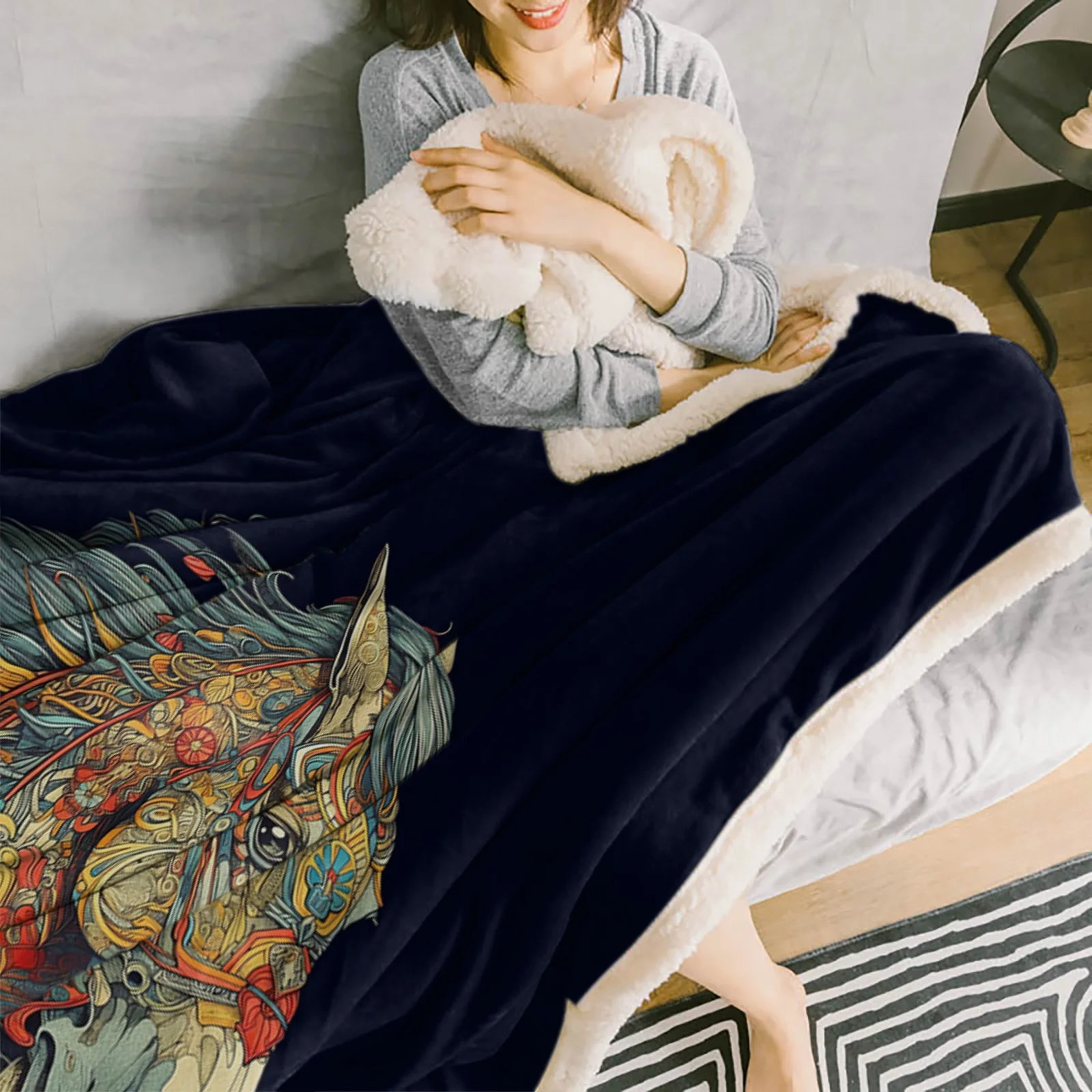 Винтажные одеяла с цветами и лошадью зимнее теплое кашемировое одеяло офисное