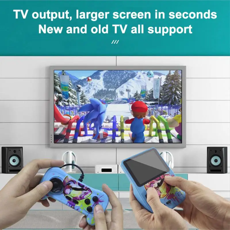 

Ретро игровые консоли 3,5 дюйма с большим экраном, портативная игровая консоль в стиле ретро с функцией подставки, 520 встроенных игр, поддержк...