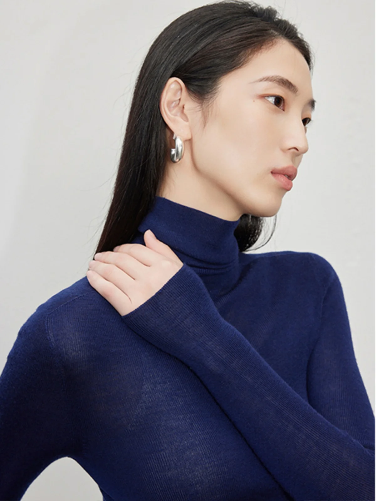 Серая водолазка с ворсовым воротником трикотажная нижняя рубашка женская