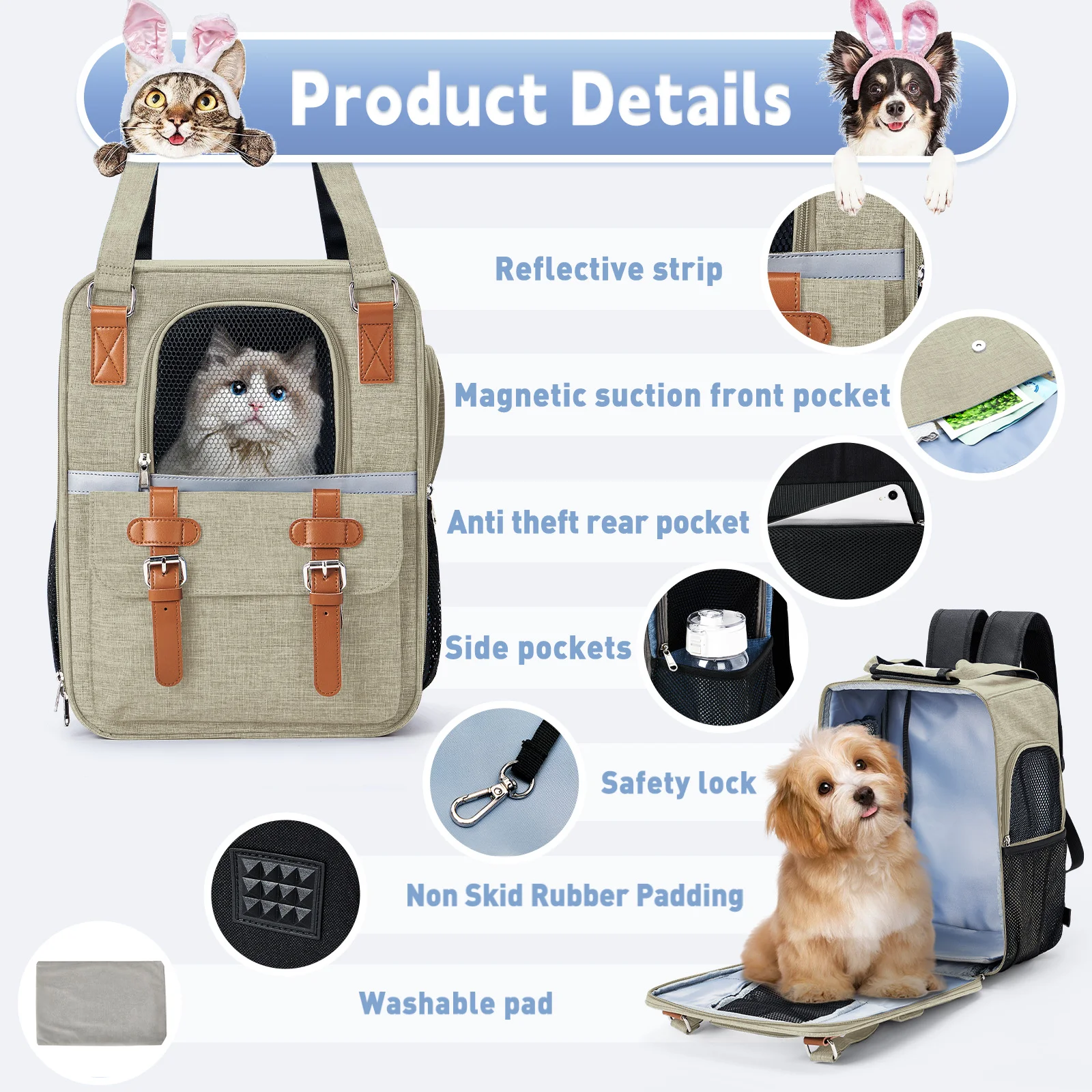 Складной Дышащий Рюкзак-переноска Для Собак И Кошек — Дорожный Мешок Перевозки