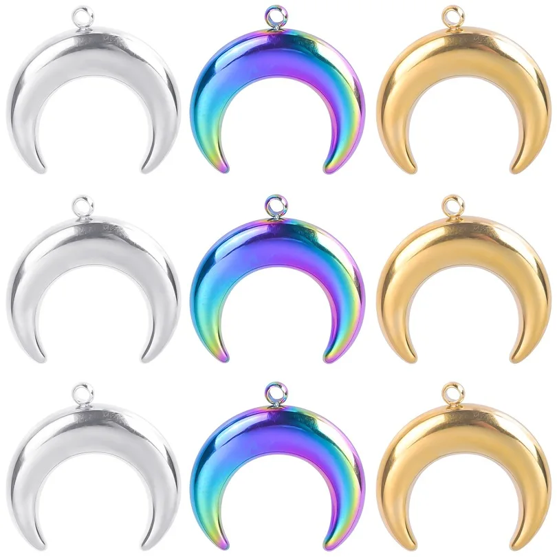 

2PCS Stainless Steels 18*18mm 3 Color Crescent Moon Charms Pendant DIY Necklace Bracelet Handwork Gift Jewelry Marking Material