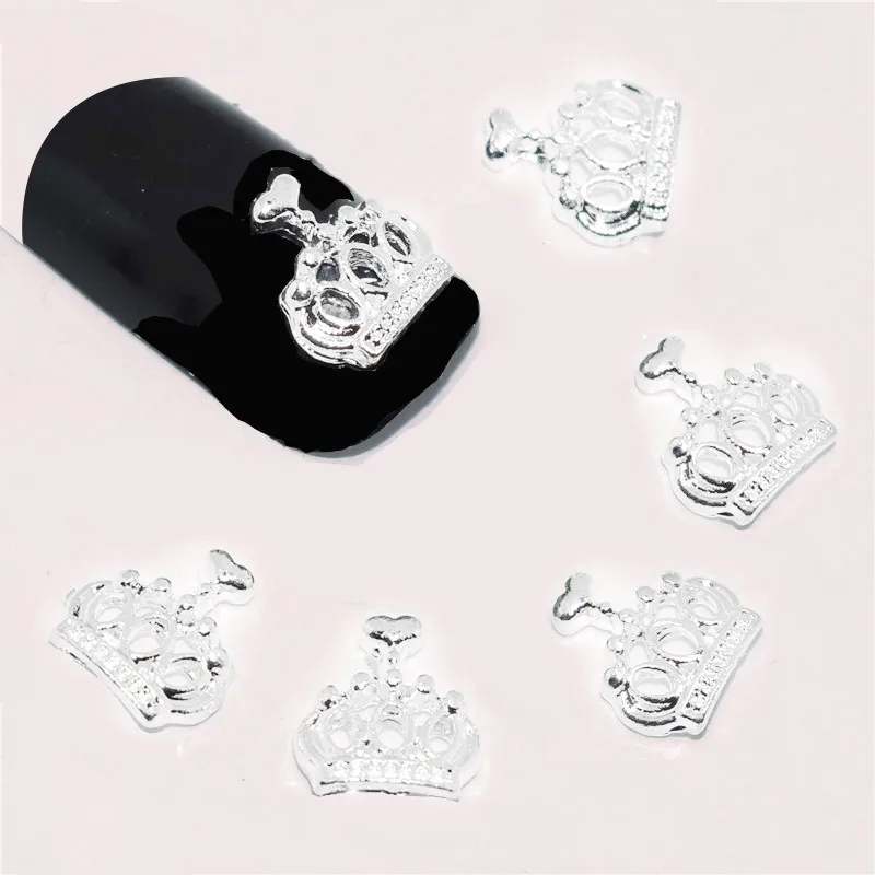 Серебряная Роскошная корона украшения для ногтей кавайная королева Стразы