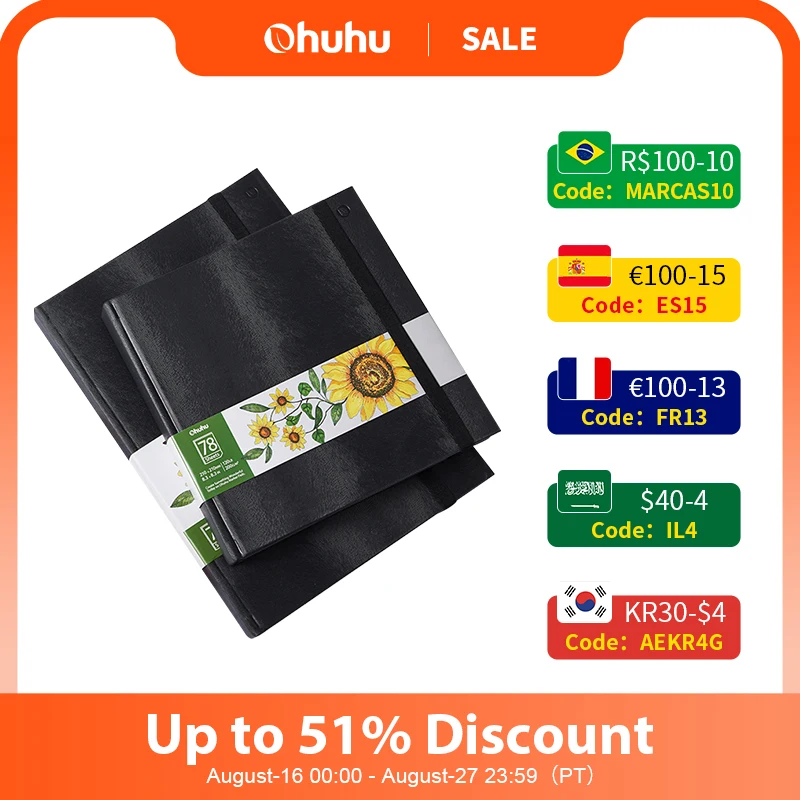 Ohuhu Marker Pads Art Sketchbook Hardcover Notebook Student 