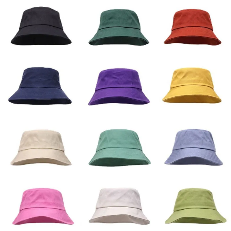 

custom bucket hat Outdoor men women solid cotton sports fisherman caps DIY logo Sunscreen fisherman hats Basin hats gorros